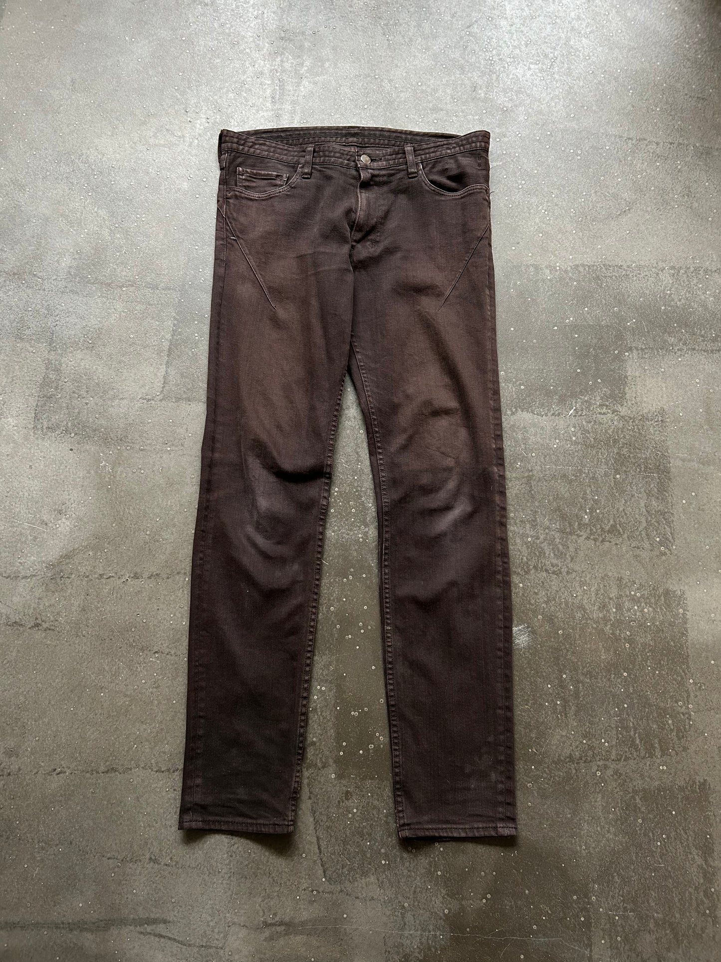 number nine washed brown jeans