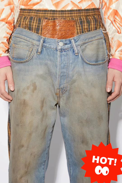 Acne Studios Dirty Fit Patchwork Denim Pants