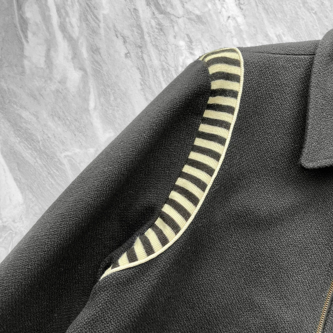Saint Laurent Striped Zip Baseball Jacket