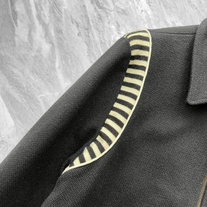 Saint Laurent Striped Zip Baseball Jacket