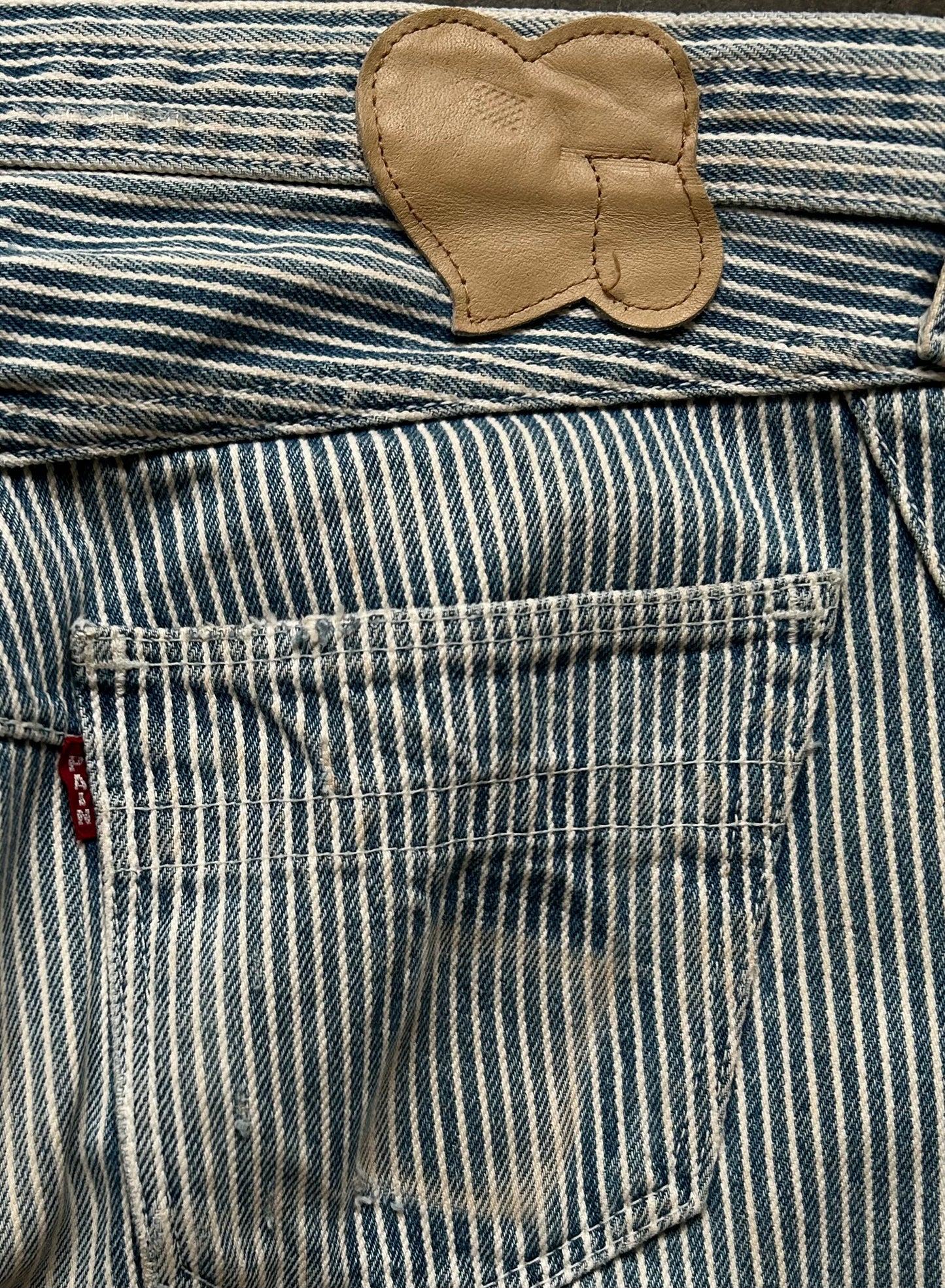 number nine striped washed denim pants