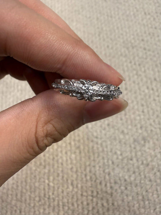 Chrome Hearts 18k White Gold Diamond Cross Ring