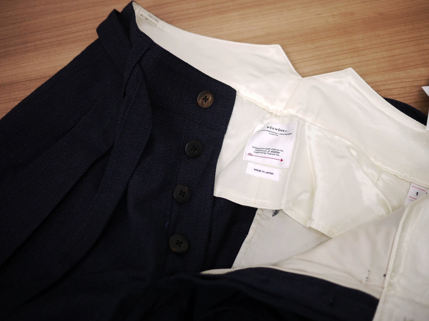 visvim hakama pants in navy blue