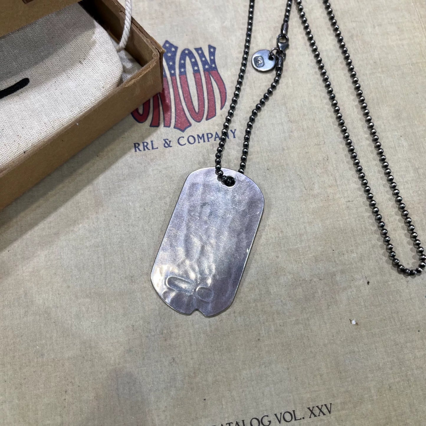 rrl silver dog tag necklace accessory
