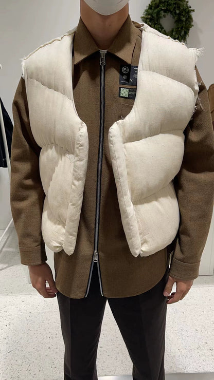 airei hand-stitched wool puffer vest