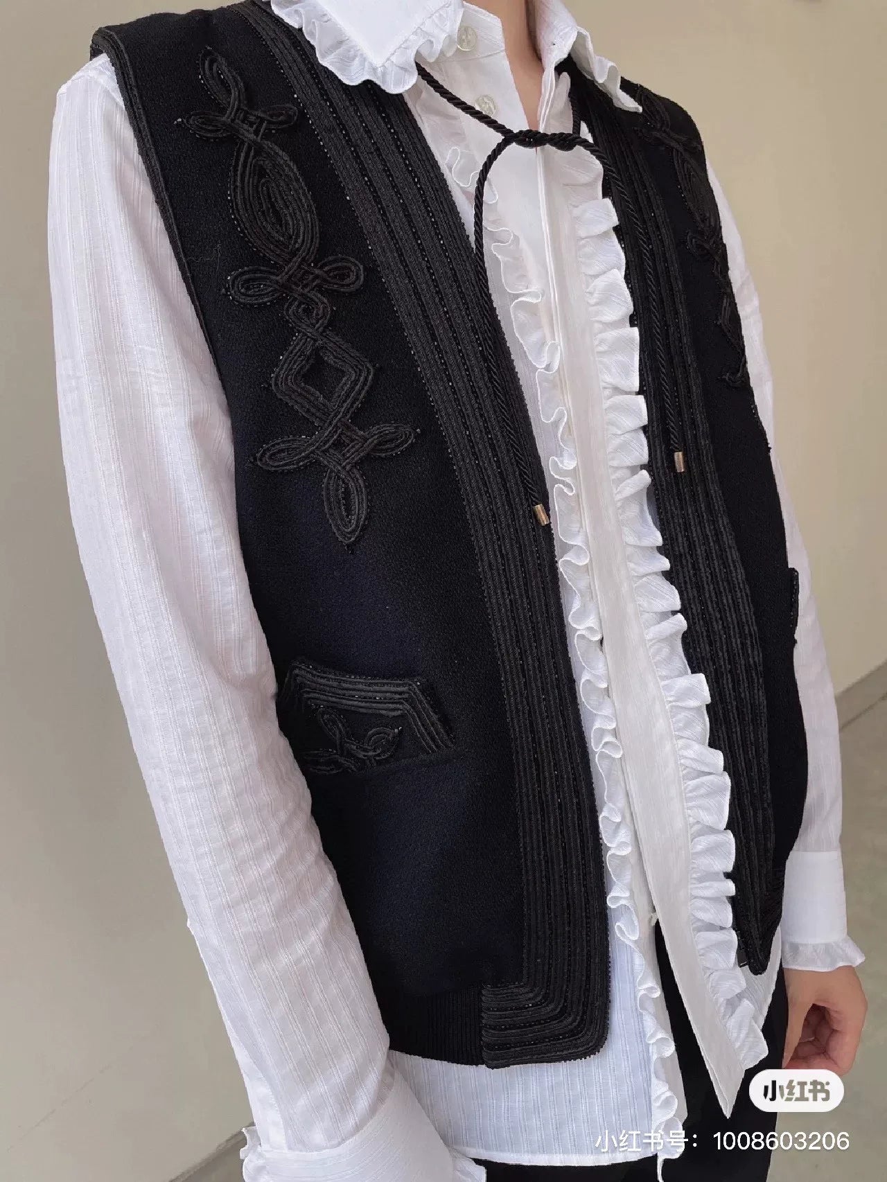 Saint Laurent Runway Beaded Embroidery Wool Vest