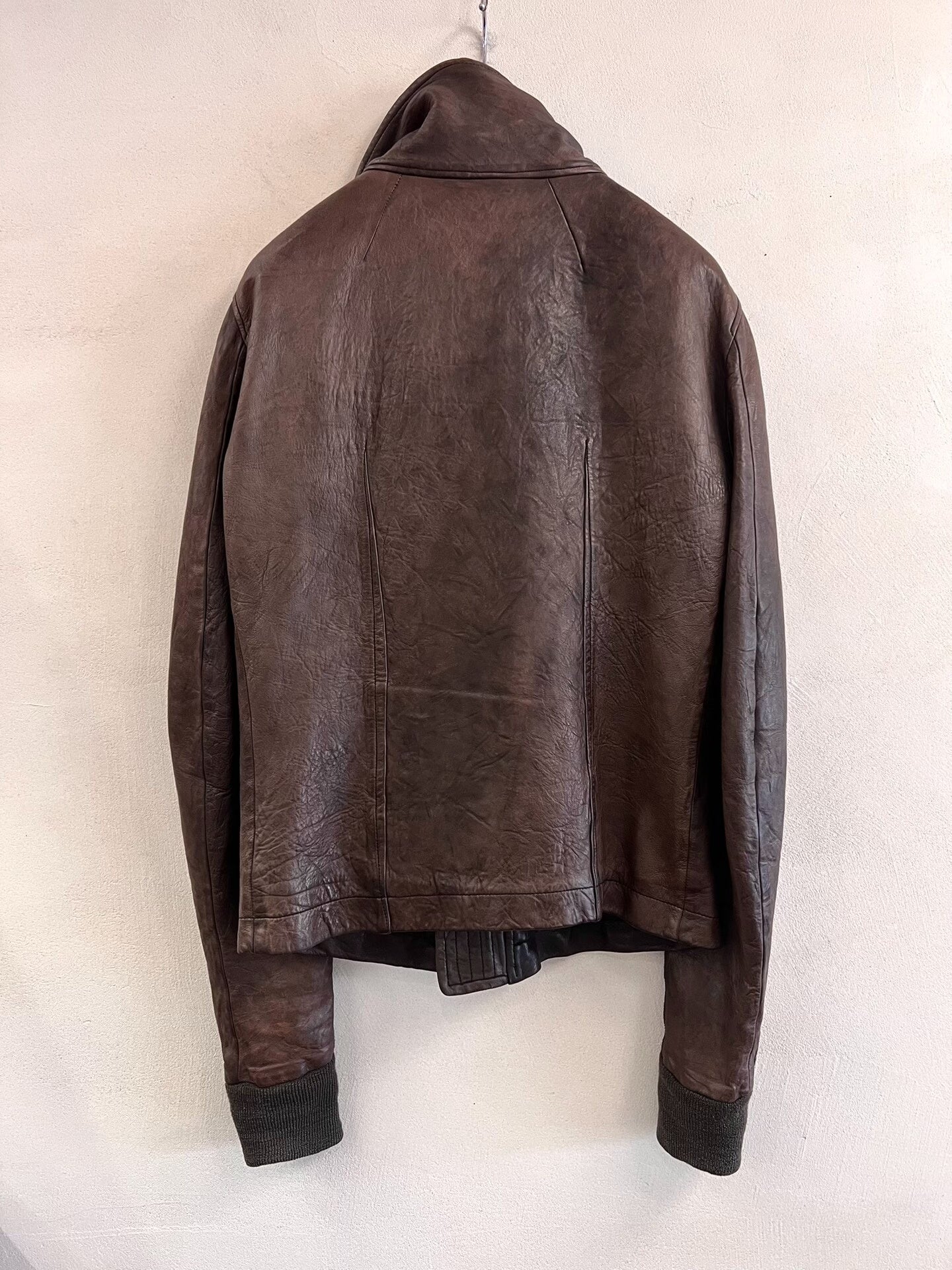Rick Owens High Neck Leather Jacket