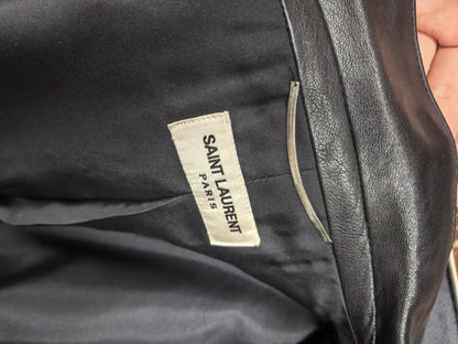 Saint Laurent Houndstooth Leather Collar Blazer