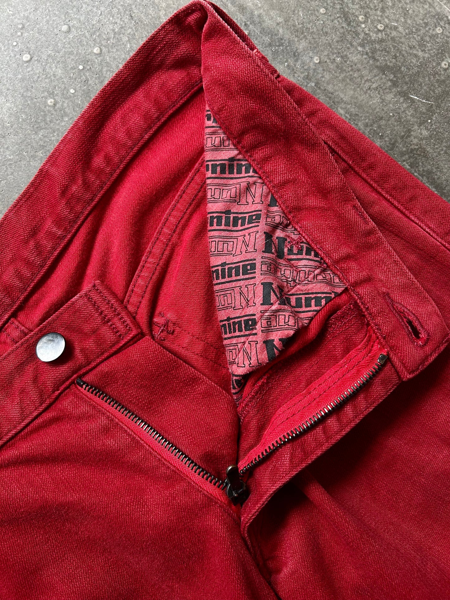 number(N)ine skinny red jeans