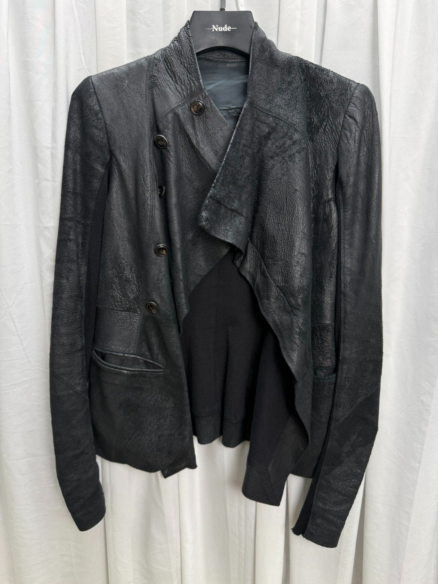 Rick Owens Suede Distressed Biker Jacket