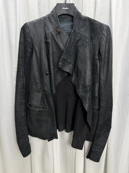Rick Owens Suede Distressed Biker Jacket