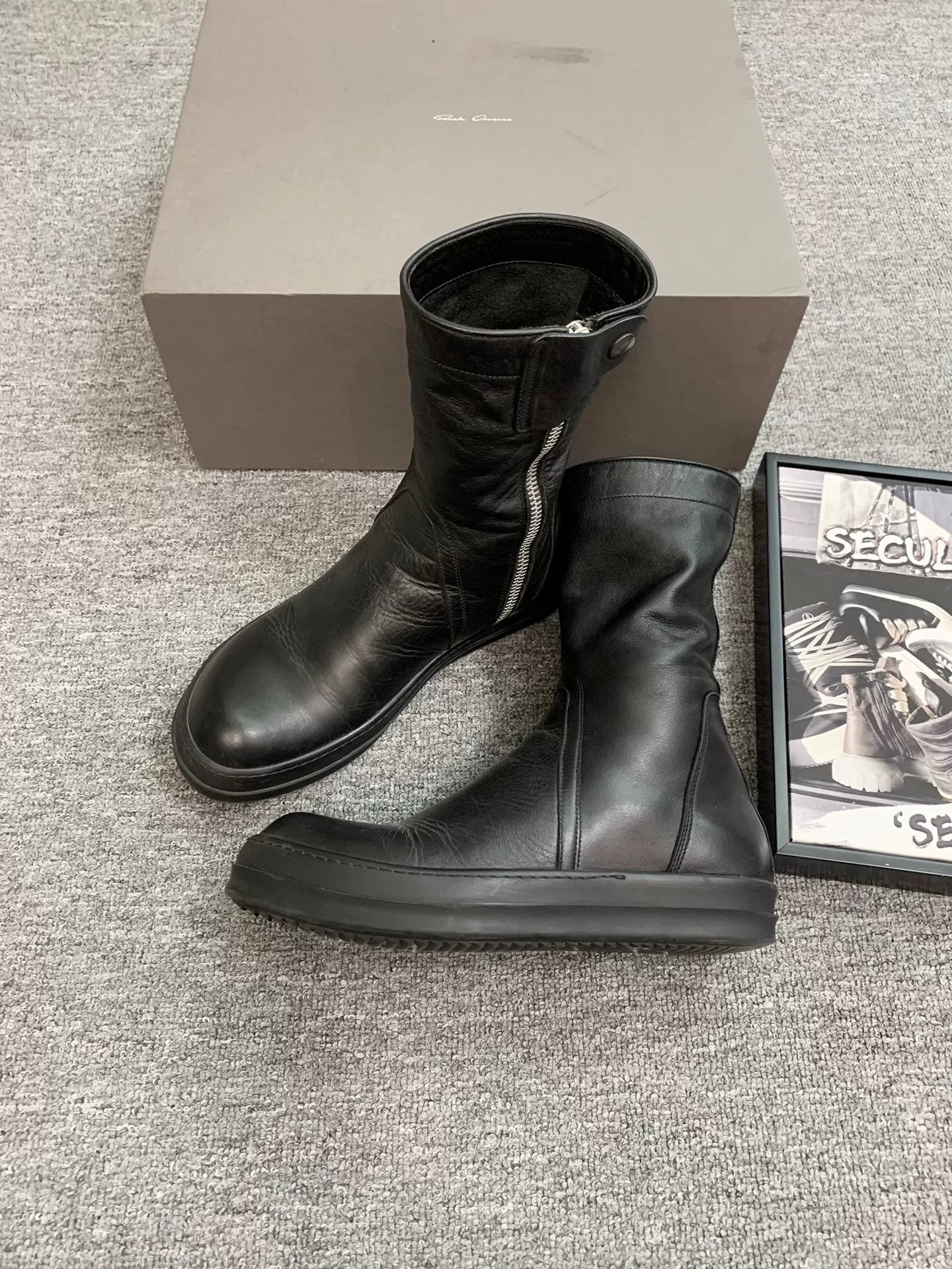 Rick Owens 15FW Calf Leather Zip Boots