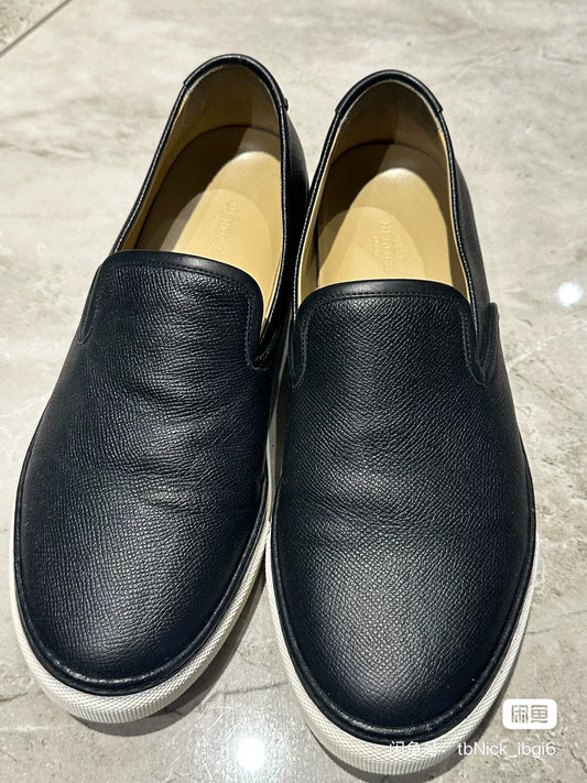 Hermes Men's Black Leather Shoes Size 41.5