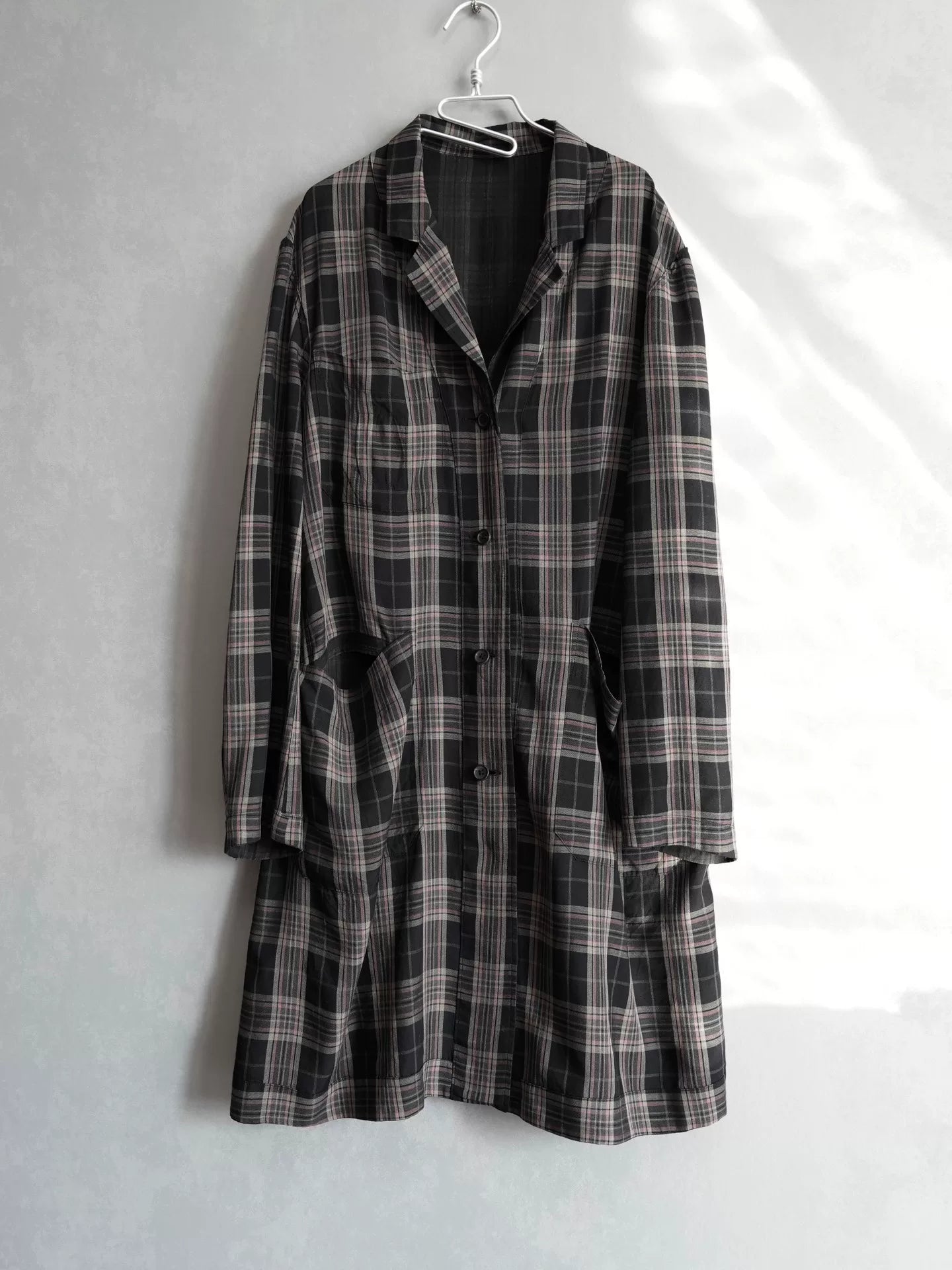 yohji yamamoto double-sided plaid long coat