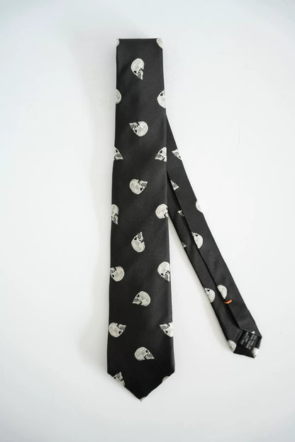 yohji yamamoto skull print silk tie