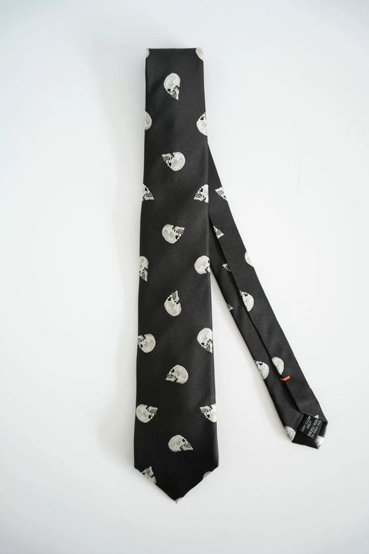 yohji yamamoto skull print silk tie