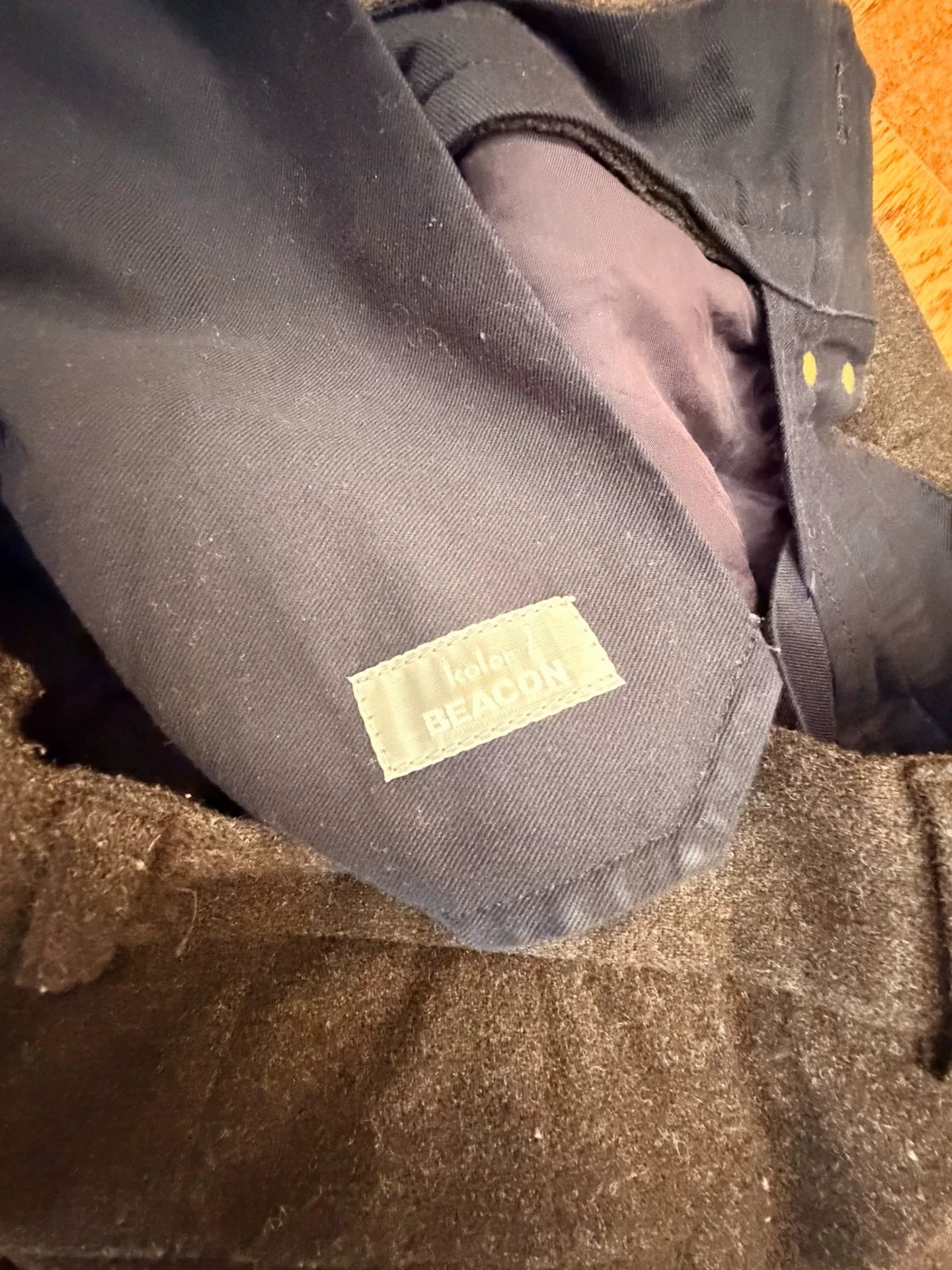 kolor black wool pants with paint splatter