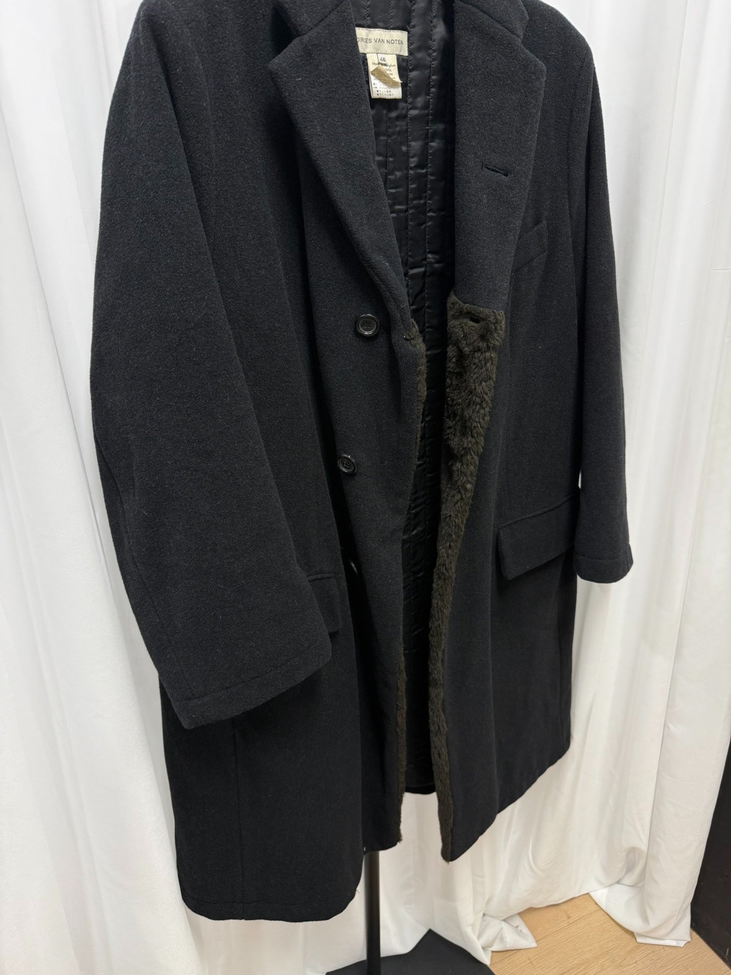 Dries Van Noten Fur Collar Loose Coat