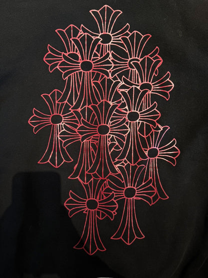 chrome hearts oversized red cross hoodie