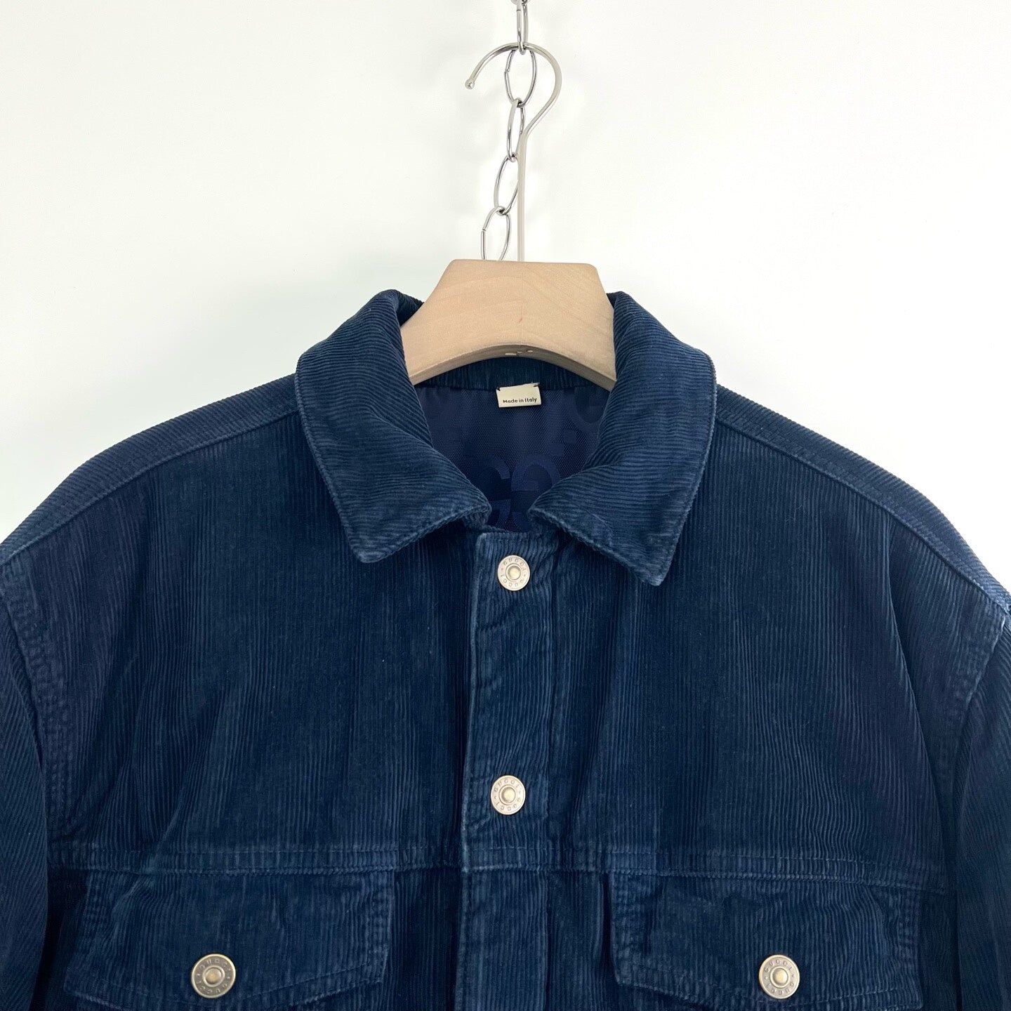 Gucci Blue Logo Reversible Cotton Jacket