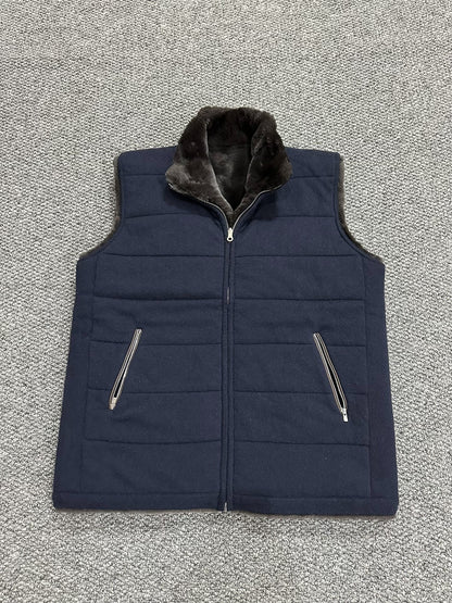 n.peal cashmere vest with faux fur collar