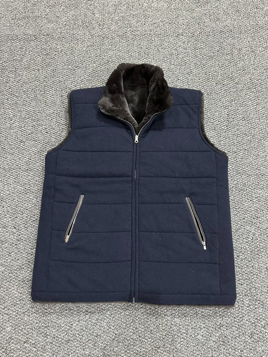 n.peal cashmere vest with faux fur collar