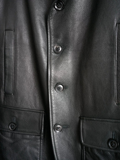 yohji yamamoto buffalo leather multi-pocket jacket