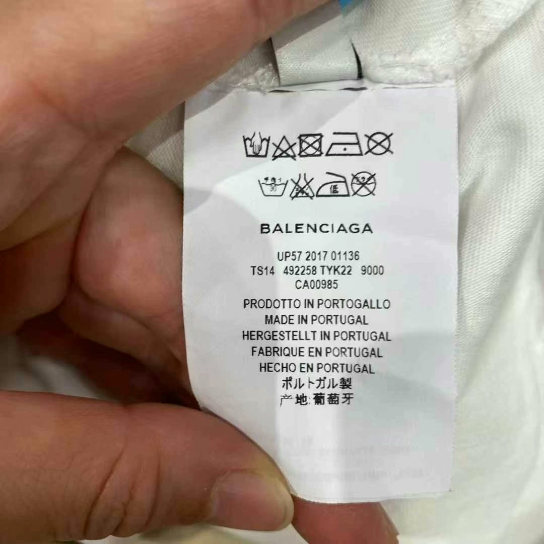 balenciaga white rainbow letter short sleeve shirt