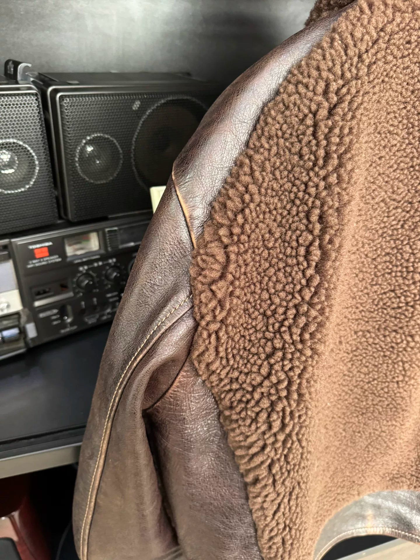 thedi classic brown bear leather jacket