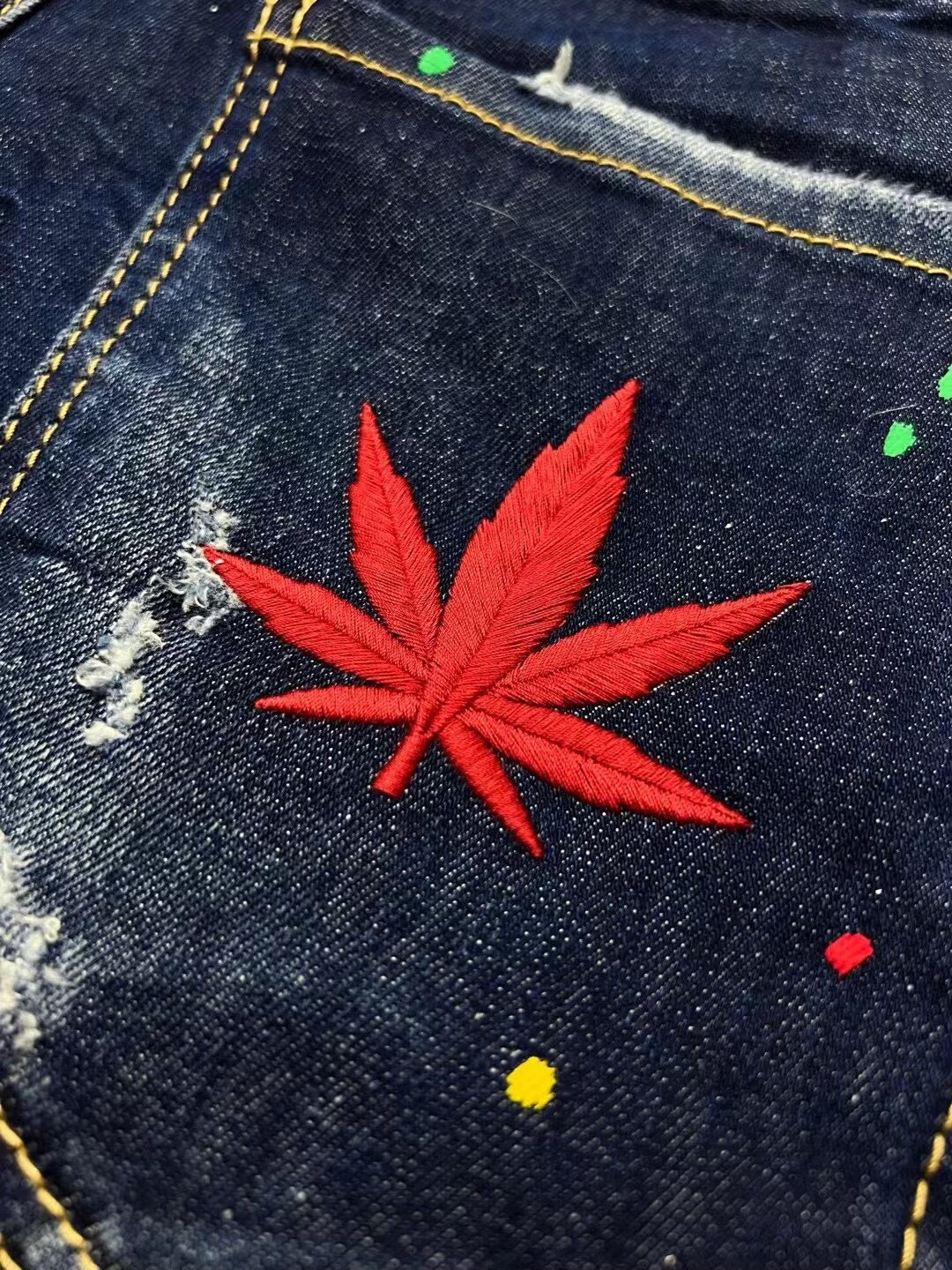 Dsquared2 Blue Denim Pants with Paint Splatter