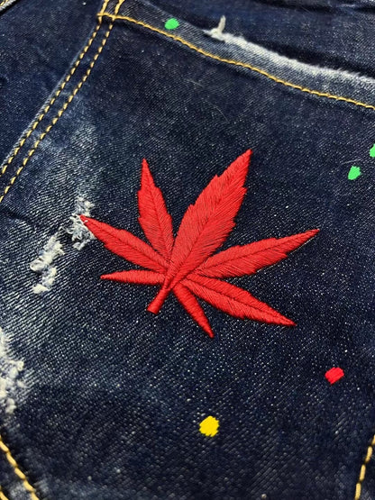 Dsquared2 Blue Denim Pants with Paint Splatter