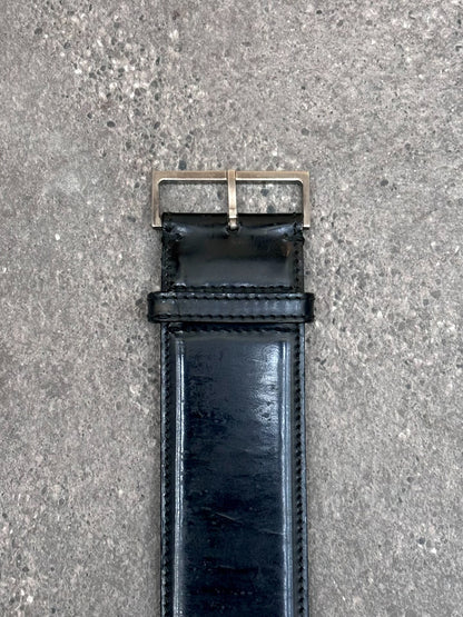 minimalist black leather belt by Dior
