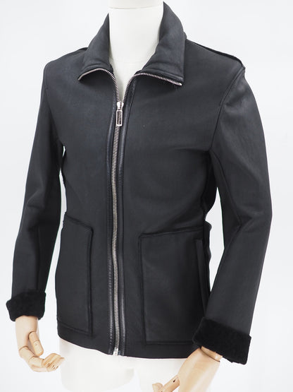 Dior Black Lamb Skin Shearling Jacket Size 46