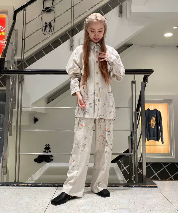 AURALEE 20AW WOOL HAND PAINTED SLACKS
