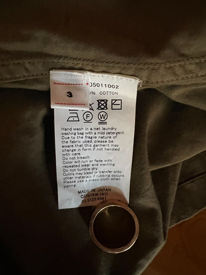 visvim Giza Cotton Baseball Shirt in Olive Green