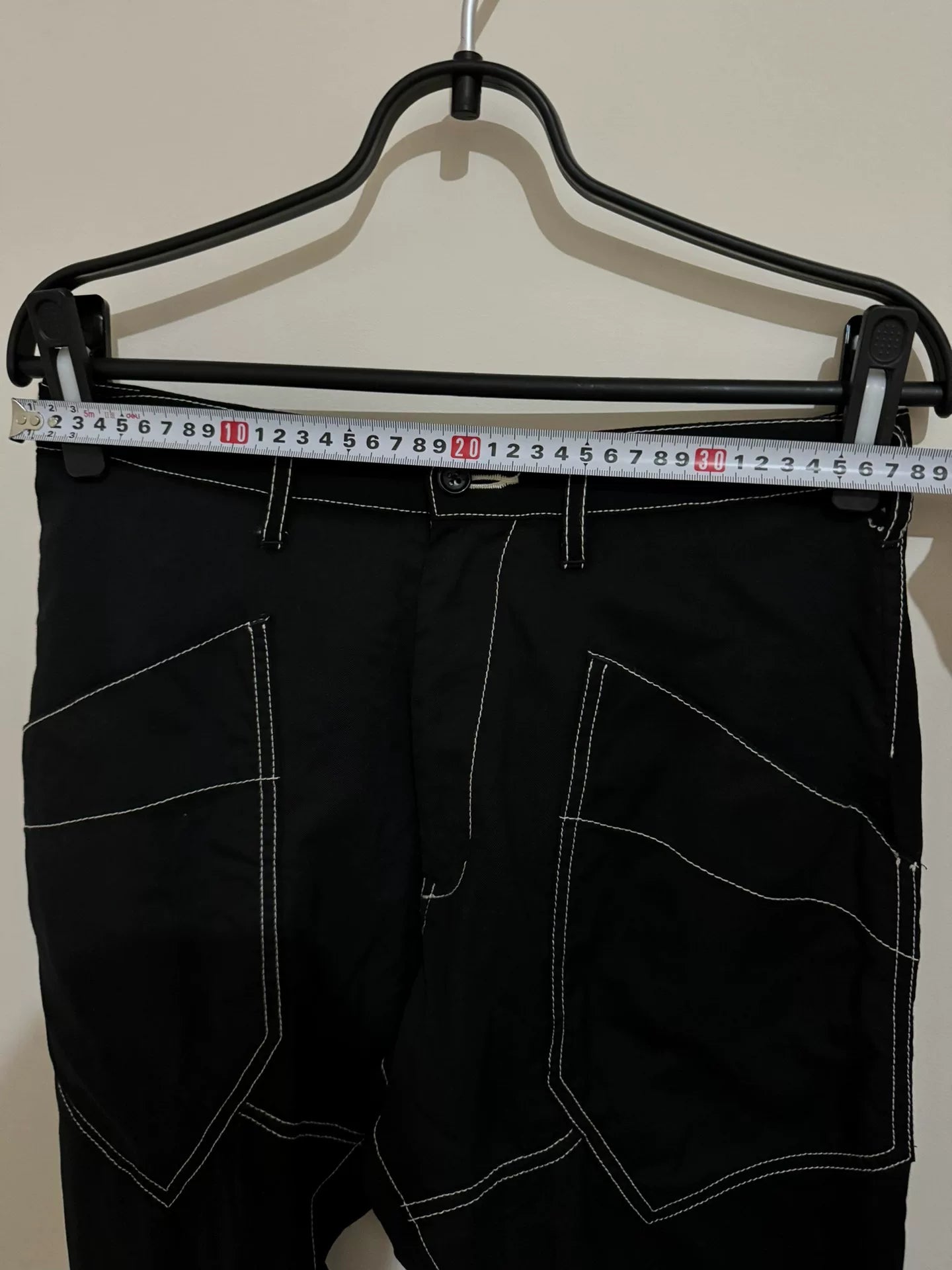 lightweight black wool pants with unique design