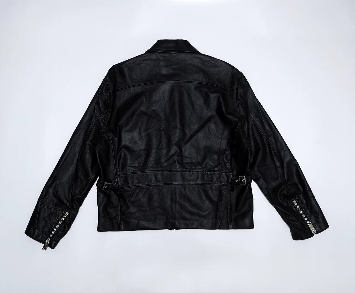 black calf leather rider jacket