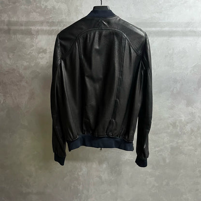 Yves Saint Laurent Black Leather Bomber Jacket