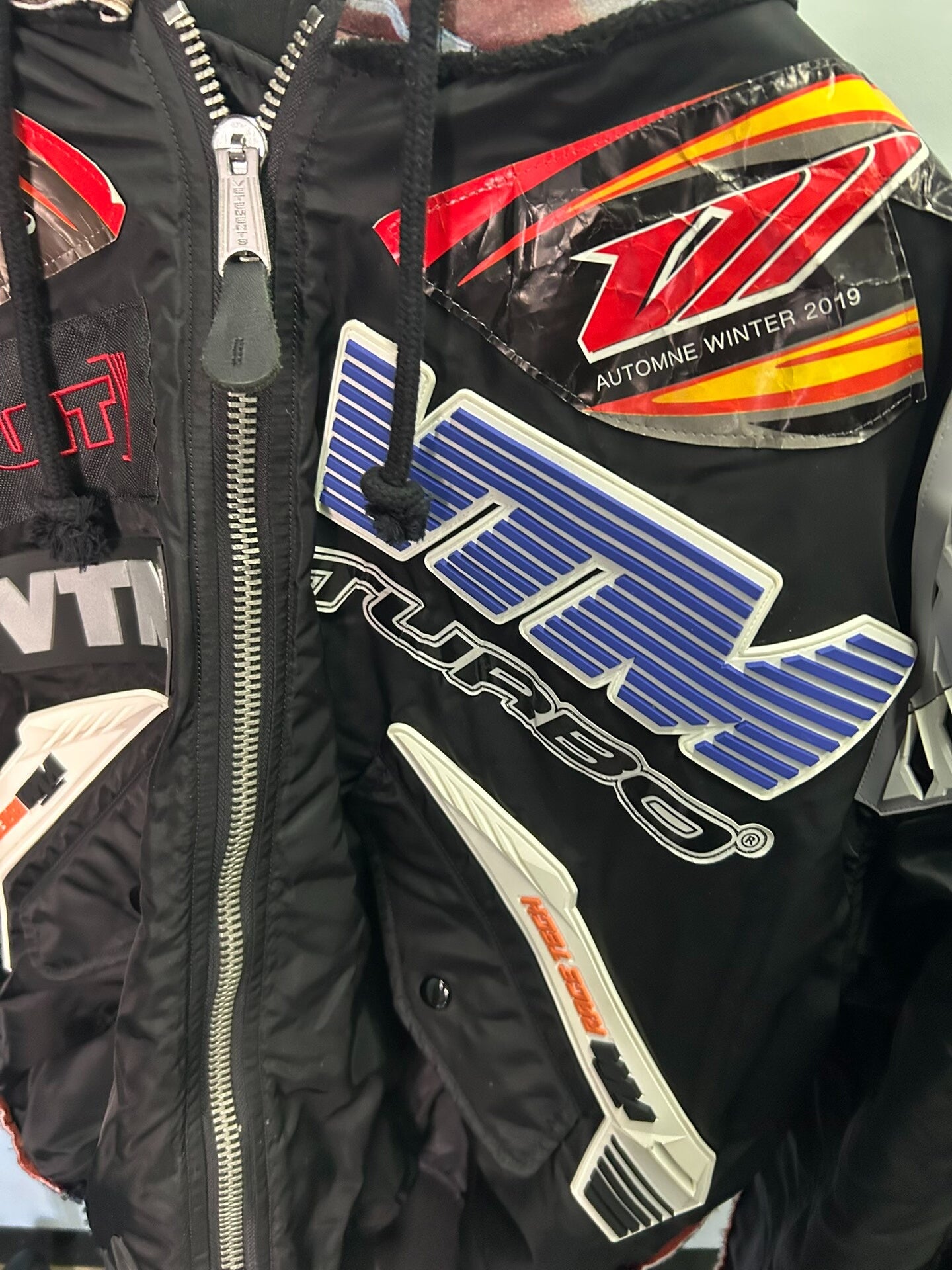 vetements x alpha bomber jacket with logos