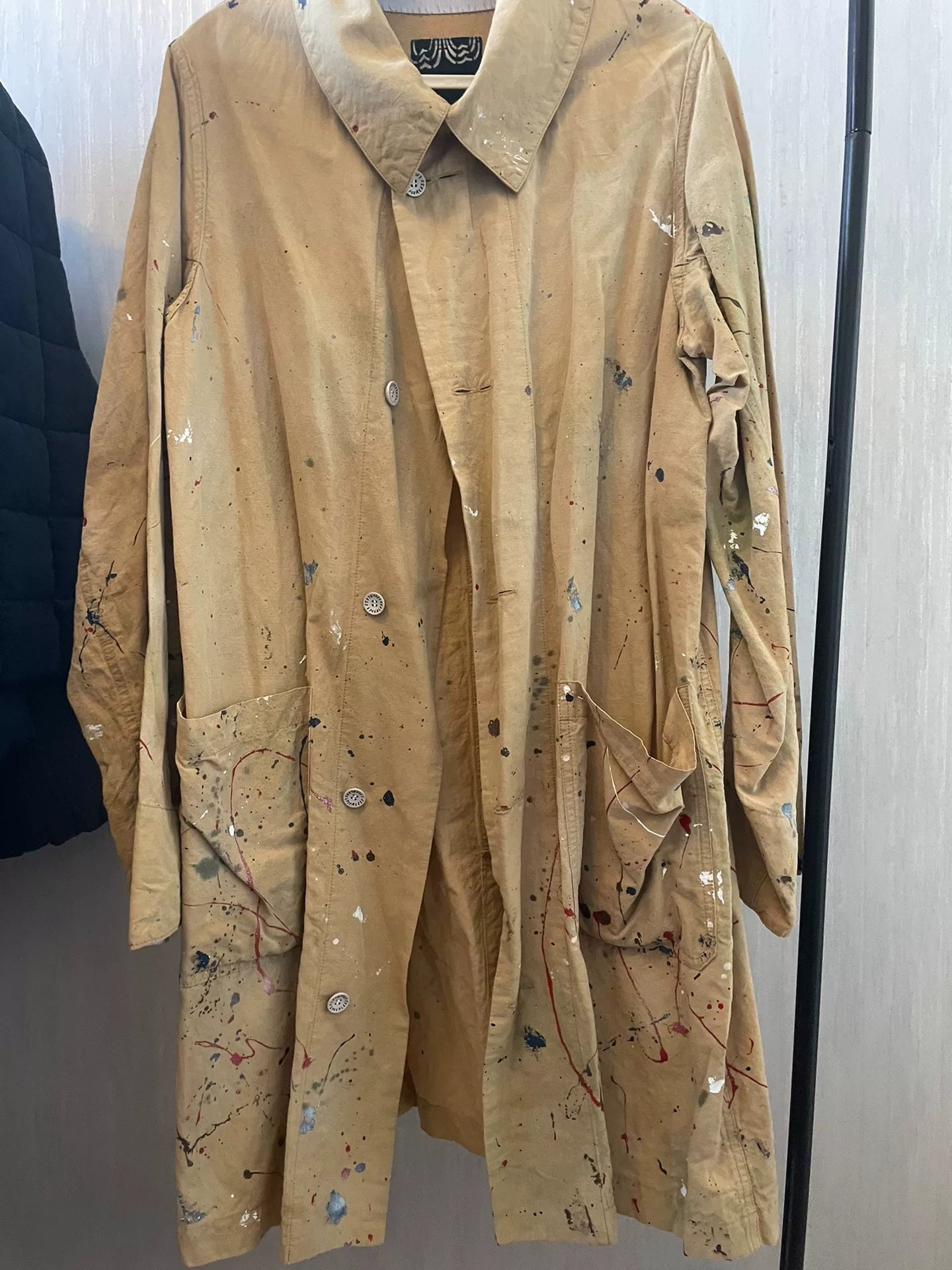 visvim ict Ink-Splatter Beige Coat