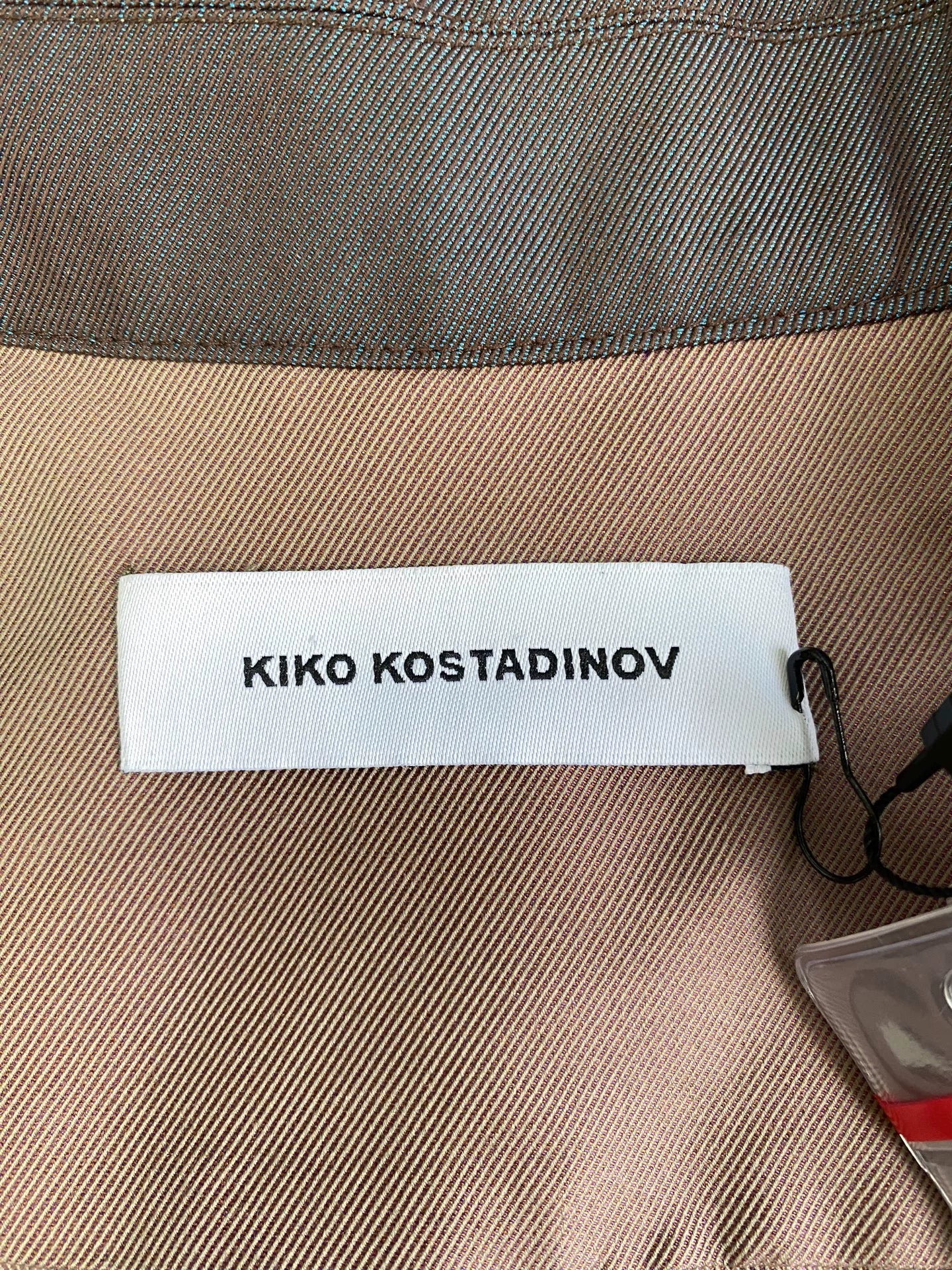 brown patchwork jacket by Kiko Kostadinov