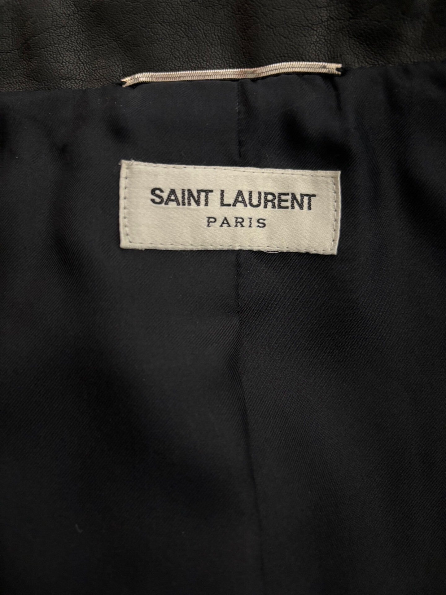saint laurent black leather fringe jacket