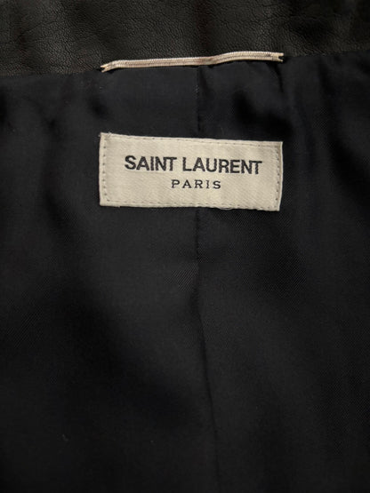 saint laurent black leather fringe jacket