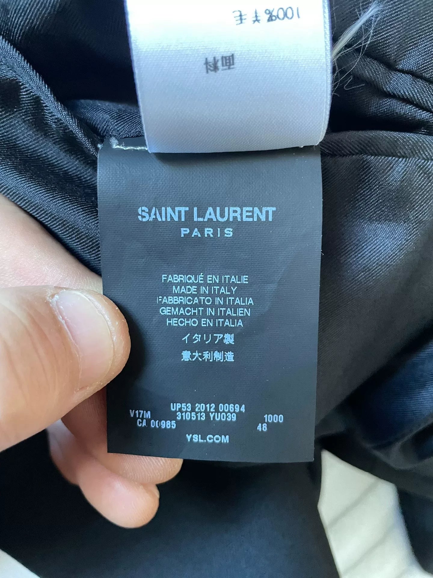 Saint Laurent Black Leather Collar Double-Breasted Blazer