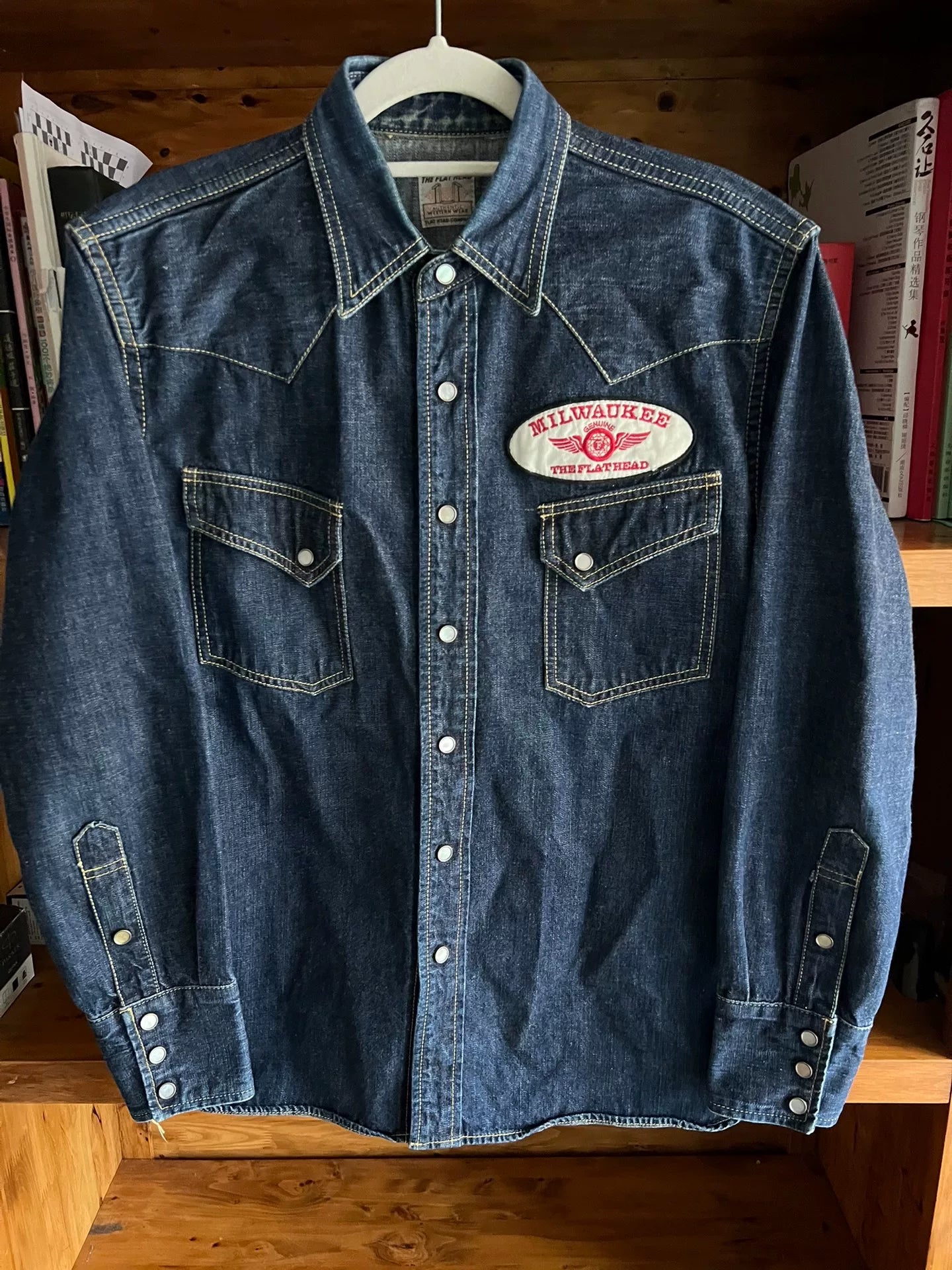 vintage western style denim button-up shirt