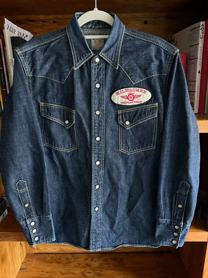 vintage western style denim button-up shirt