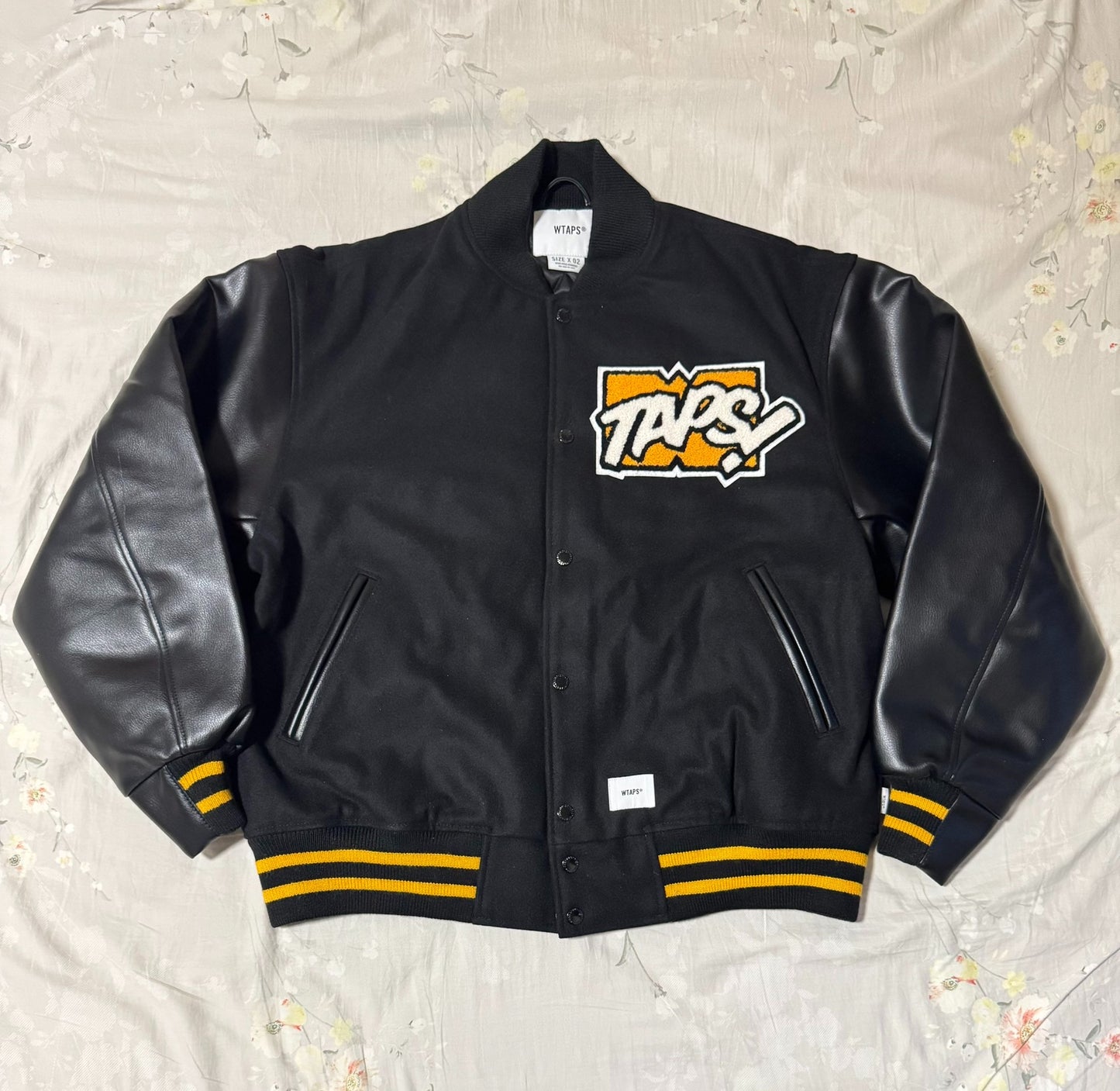 WTAPS 22AW Leather Sleeve Baseball Jacket
