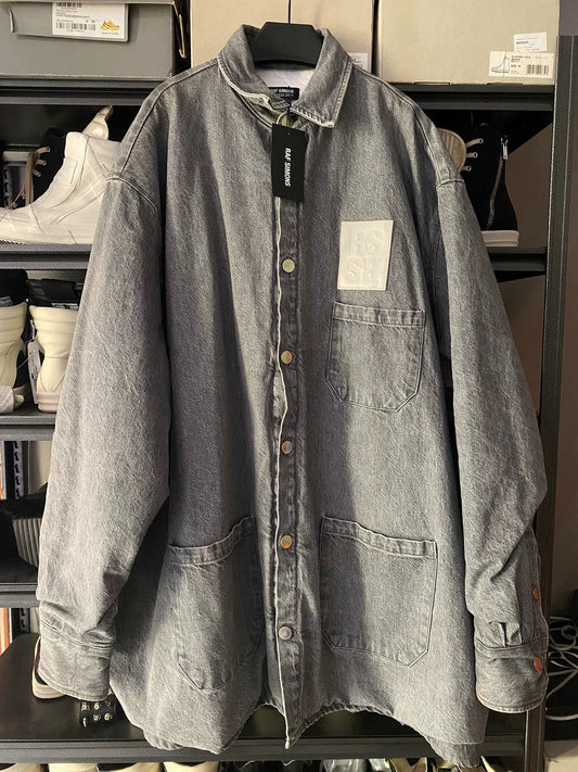 raf simons gray quilted shirt