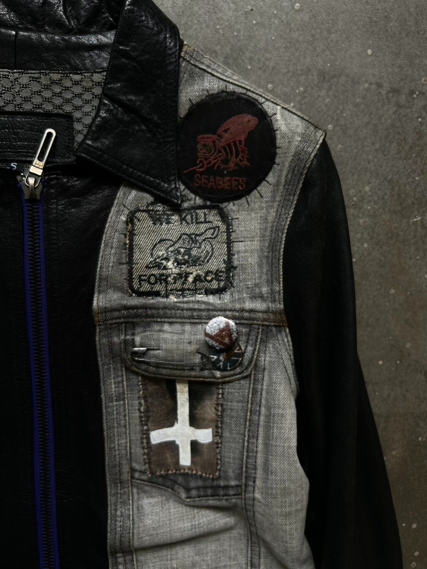 diamond dogs patchwork leather jacket