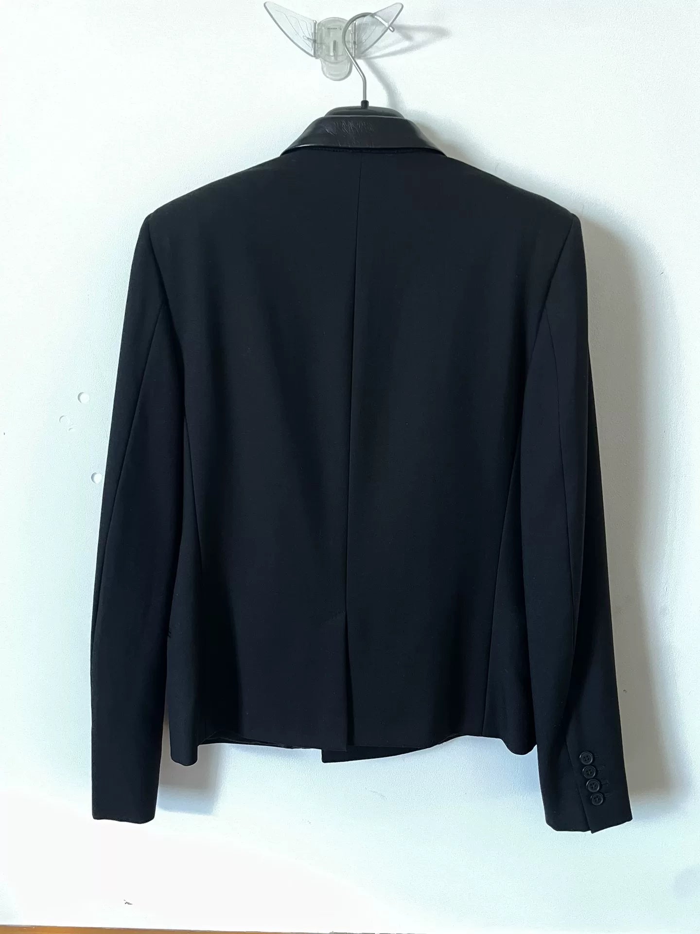 Saint Laurent Black Leather Collar Double-Breasted Blazer